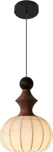 KCO Lighting White Fabric Lantern Pendant Light Japanese Silk Ceiling Light Farmhouse Black Pendant Kitchen Light Small Round Hanging Light Fixture Modern Dining Room Chandelier - Image 2