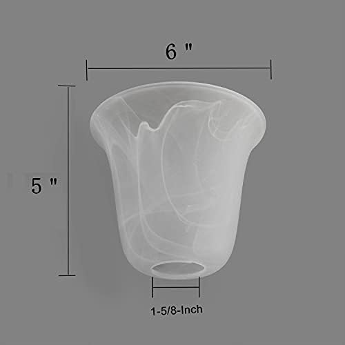 Giluta Bell Shaped Glass Shade, Alabaster Glass Shades Replacement for ceiling fan light wall light and pendant, Lipless with 1-5/8-inch Fitter Opening, 3 Pack - Image 5