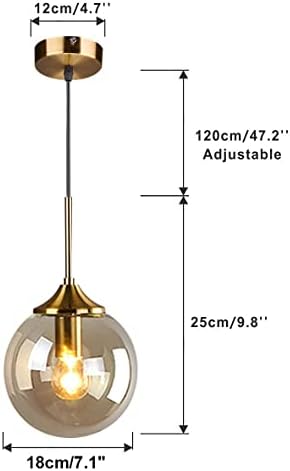KCO Modern Ceiling Pendant Lighting Mid-Century Glass Globes Sputnik Pendant Lamp Hanging Adjustable Chandelier for Kitchen Island Living Dining Room (Gold+Amber)… - Image 7