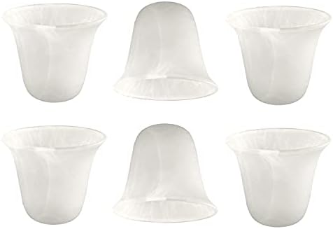 Giluta 6 Pack Bell Shaped Glass Shade Alabaster Light Fixture Shades Replacement for Ceiling Fan Light Wall Light, Lipless with 1-5/8 inch Fitter Opening - Image 2