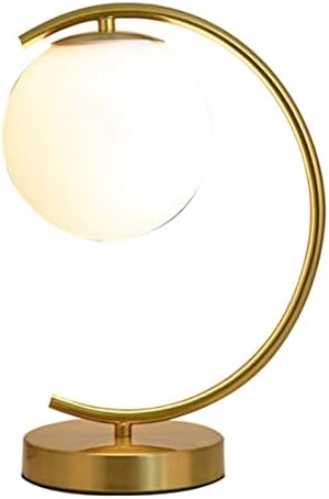 KCO Lighting Mid-Century Bedside Table Lamp Modern Glass Ball Desk Lamp Gold Reading Lamp Moon Shape Metal Table Light for Bedroom Living Room Office - Image 2