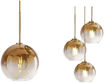 KCO Lighting Gold Gradient Glass Globe Pendant Ceiling Lighting with Adjustable Cord Mid Century Hanging Chandelier Light Fixture for Kitchen Island Bedroom… - Image 2