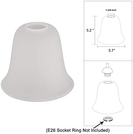 Giluta 6 Pack Bell Shaped Glass Shade Replacement Frosted Light Fixture Shades for ceiling fan light wall light,Lipless with 1-5/8-inch Fitter Opening - Image 3