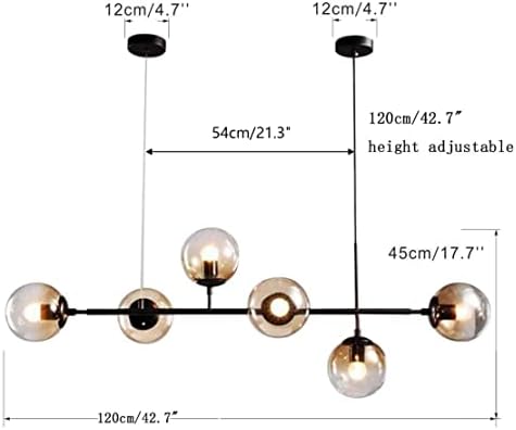 KCO Lighting Black Long Wall Sconce Mid Century Modern Globe Wall Light Vintage Glass Bar Wall Lamp Modern Linear 6-Lights Pendant Light Black Sputnik Chandeliers Farmhouse Kitchen Island Lighting - Image 4