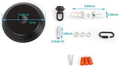Giluta 5" Standard Light Canopy Kit with Maximum Fixture Weight of 40 Pounds Metal Ceiling Plate for Chandelier Pendant Lighting Flower Basket or DIY Projects, Black - Image 5
