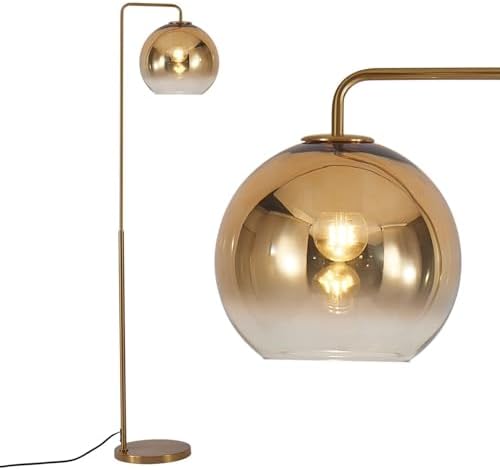 KCO Lighting Contemporary Gradient Gold Floor Lamp Glass Globe LED Standing Light Mid Century Tall Pole Standing Accent Lighting for Office Living Room Bedroom (9.8”-Large) - Image 2