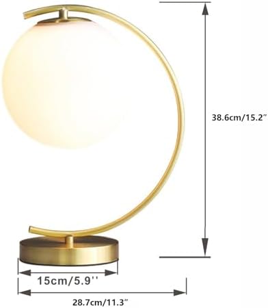 KCO Lighting Mid-Century Bedside Table Lamp Modern Glass Ball Desk Lamp Gold Reading Lamp Moon Shape Metal Table Light for Bedroom Living Room Office - Image 3