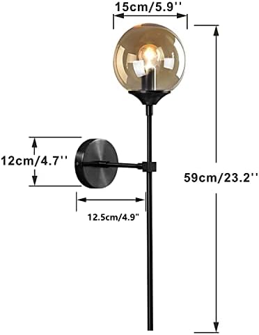 KCO Lighting Black Long Wall Sconce Mid Century Modern Globe Wall Light Vintage Glass Bar Wall Lamp Modern Linear 6-Lights Pendant Light Black Sputnik Chandeliers Farmhouse Kitchen Island Lighting - Image 3