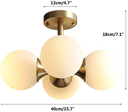 KCO Lighting Mid Century Modern Chandelier Brushed Brass Chandelier 5 Lights Milk Glass Pendant Light Gold Flush Mount Ceiling Light Hallyway Entryway Ceiling Light - Image 4
