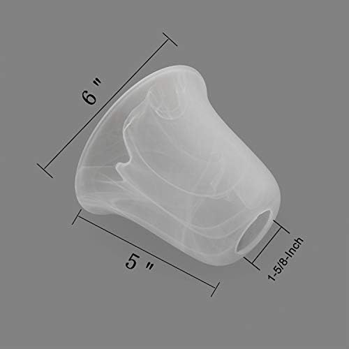 Giluta 6 Pack Bell Shaped Glass Shade Alabaster Light Fixture Shades Replacement for Ceiling Fan Light Wall Light, Lipless with 1-5/8 inch Fitter Opening - Image 3
