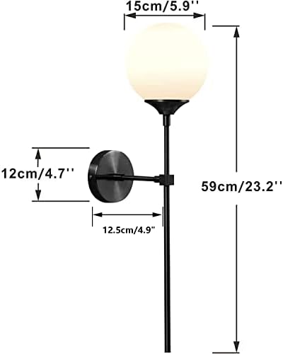 KCO Lighting Black Sputnik Chandelier Modern Minimalist Wall Sconce Black Matte Slim Wall Sconce 5-Light Frosted White Glass Globe Floor Lamp Modern Black Corner Floor Lamp - Image 4