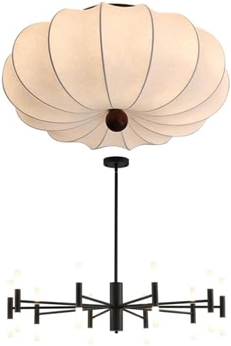 KCO Lighting Large Drum Ceiling Light Fixture White Fabric Flush Mount Ceiling Light Mid Century Modern Black Sputnik Light Fixture Vintage Chandelier 20 Lights for Dining Room Living Room - Image 2