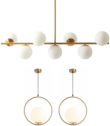 KCO Lighting Modern Gold Chandelier with White Globe Sputnik Chandelier Pendant Light Frosted Globe Glass Adjustable Hanging Ceiling Light for Dining Room Living Room Kitchen (Gold) - Image 2
