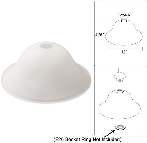 Giluta Floor Lamp Glass Shade Replacement Globe -Fitting Opening 1.625" Modern Frosted Style Light Fixture Shade, Height: 4.75 inches, Width: 12 inches. Lipless - Image 3