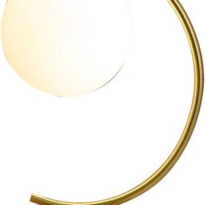 KCO Lighting Mid-Century Bedside Table Lamp Modern Glass Ball Desk Lamp Gold Reading Lamp Moon Shape Metal Table Light for Bedroom Living Room Office