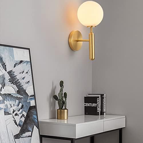 KCO Lighting Modern Globe Wall Sconce Brushed Brass Wall Light Mid Century Industrial Gold Wall Lamp Modern Gold Sputnik Chandelier Lighting Fixture Frosted White Glass Globe Chandelier Pendant Light - Image 7