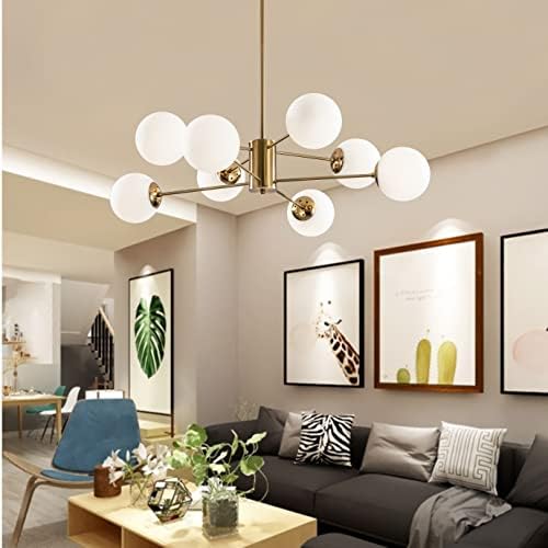 KCO Lighting 8-Light Glass Sputnik Chandelier Light Modern Gold Chandeliers Pendant Light Fixture 5-Light Frosted White Glass Globe Floor Lamp Mid Century Modern Gold Tall Pole Standing Light - Image 5