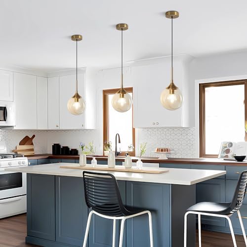 KCO Lighting Glass Globe Pendant Light Fixture Brass Gold 10-Light Flush Mount Ceiling Light - Image 5