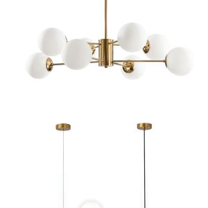 KCO Lighting Modern 8-Light Sputnik Chandelier Mid Century Gold Globe Sputnik Chandelier Modern 6-Light Gold Globe Pendant Light Mid-Century Glass Globes Sputnik Chandelier