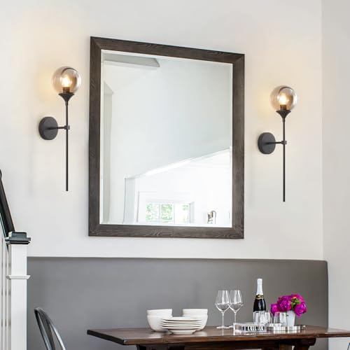 KCO Mid Century Modern Matte Black Smoke Gray Glass Globe Wall Sconce - Image 6