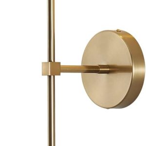 KCO Mid Century Modern Gold Amber Glass Globe Wall Sconce with Long Rod