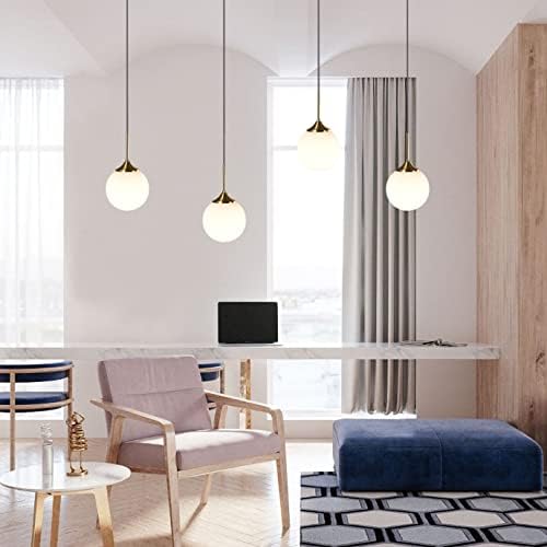 KCO Lighting 6-Light Glass Globe Semi Flush Mount Chandelier Glass Globe Pendant Light Fixture for Kitchen Island Living Room - Image 7