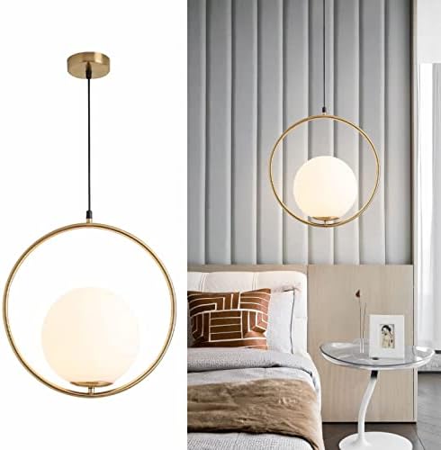 KCO Lighting Modern Gold Chandelier with White Globe Sputnik Chandelier Pendant Light Frosted Globe Glass Adjustable Hanging Ceiling Light for Dining Room Living Room Kitchen (Gold) - Image 4