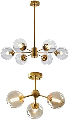 KCO Lighting Modern 6-Light Sputnik Chandelier with Clear Glass Globe - Image 2