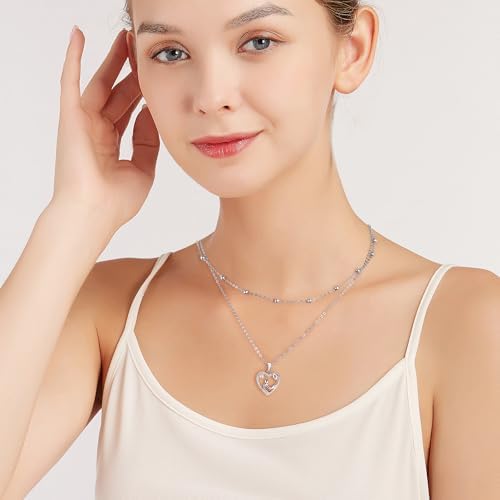925 Sterling Silver Mother and Daughter Heart Pendant Necklace, Christmas or Mother's Day Gift - Image 5
