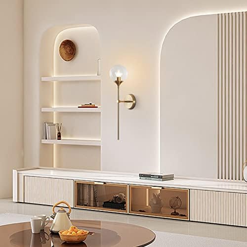 KCO Lighting Modern Gold Wall Sconce Clear Bubble Globe Wall Light Vintage Long Bar Wall Sconce Lamp 7 Globe Linear Chandelier Brass Gold Chandelier Pendant Light - Image 5