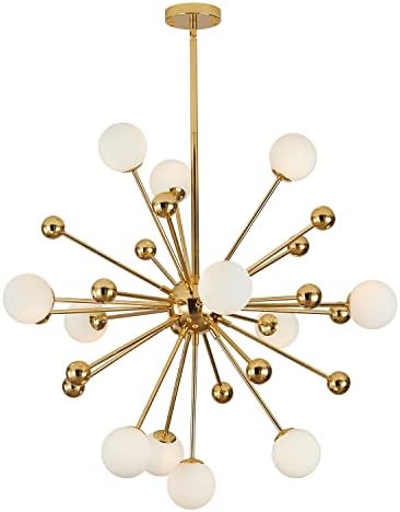 KCO 12-Light Gold Globe Sputnik Chandelier Mid Century Modern Ceiling Light - Image 2