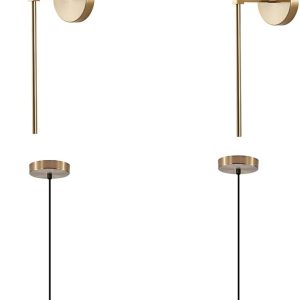 KCO Lighting Modern Globe Wall Sconce Mid Century Glass Wall Mounted Light Brushed Brass Long Wall Lamp Mid Century Modern Glass Pendant Light 1-Light Large Gold Globe Chandelier Pendant Lighting
