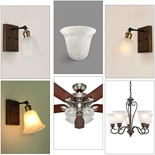 Giluta 6 Pack Bell Shaped Glass Shade Alabaster Light Fixture Shades Replacement for Ceiling Fan Light Wall Light, Lipless with 1-5/8 inch Fitter Opening - Image 5