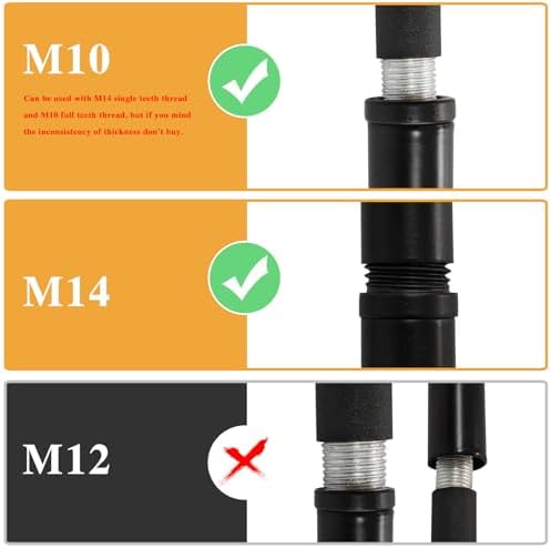 KCO Lighting M14 Threaded Extension Rod 7.89“ and 11.8" Black Extension Rods Lighting Fixture Downrods Stems Chandelier Extension Rods - Image 4