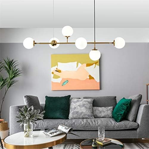KCO Lighting White Glass Wall Sonce Gold Globe Wall Mounted Light Long Slim Wall Lamp Modern 6-Light Glass Globe Pendant Light Mid Century Sputnik Chandelier Kitchen Island Lighting - Image 7