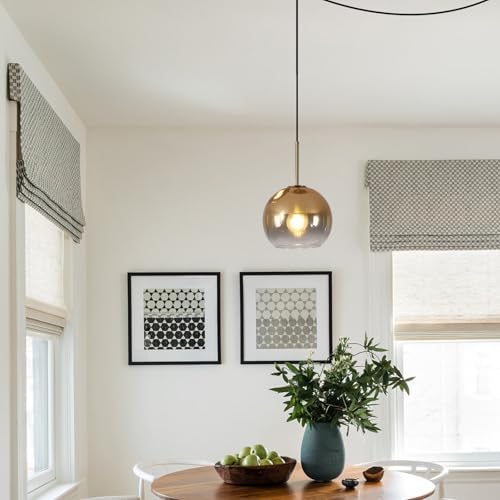 KCO Lighting Mid Century Modern Plug in Pendant Light Gold Glass Globe Pendant Lighting with Adjustable Cord Large Hanging Light Fixture with Plug in Cord for Kitchen Island Dining Room (25cm) - Image 5