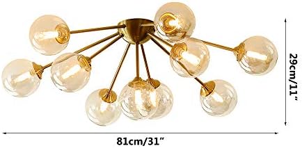 KCO Lighting Glass Globe Pendant Light Fixture Brass Gold 10-Light Flush Mount Ceiling Light - Image 4