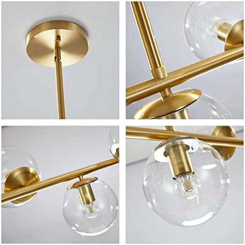 KCO 7-Light Clear Glass Globe Sputnik Chandelier, Modern Pendant & Wall Light Set of Two, 31.5" Max Height - Image 4
