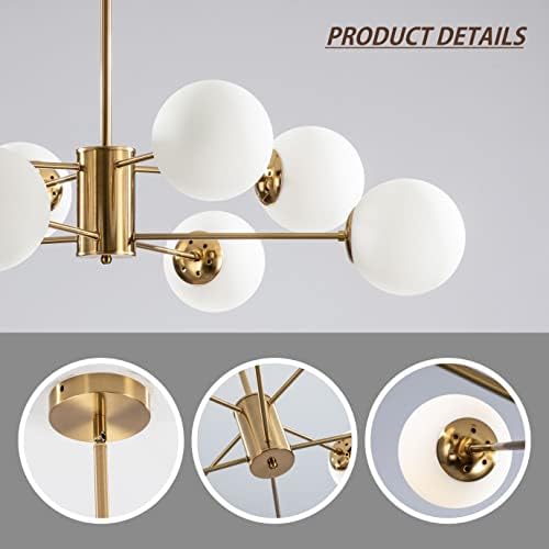 KCO Lighting 8-Light Sputnik Chandelier Frosted Glass Globe Wall Sconce Long Arm for Living Room, Stairs, Bathroom Mirror - Image 7