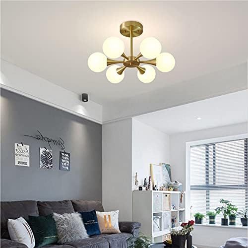 KCO Lighting 6-Light Glass Globe Semi Flush Mount Chandelier Glass Globe Pendant Light Fixture for Kitchen Island Living Room - Image 6
