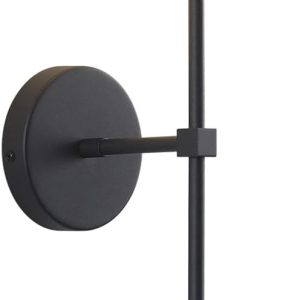 KCO Lighting Matte Black Long Arm Wall Sconce Amber Glass Globe Wall Lamp