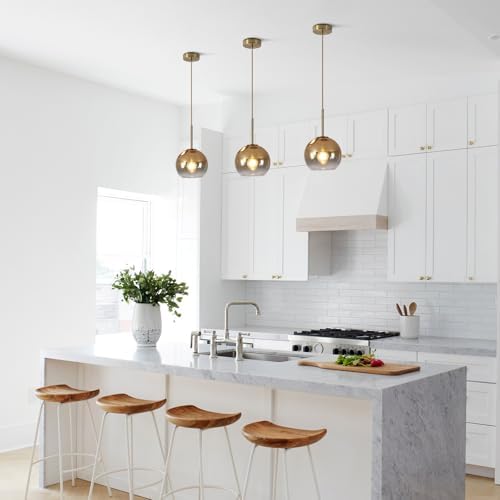 KCO 7.9” Small Mid Century Modern Gradient Gold Glass Globe Pendant Light - Image 5