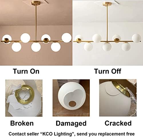 KCO Lighting Modern Gold Chandelier with White Globe Sputnik Chandelier Pendant Light Frosted Globe Glass Adjustable Hanging Ceiling Light for Dining Room Living Room Kitchen (Gold) - Image 7