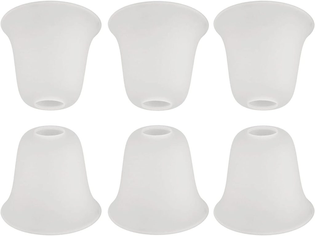 Giluta 6 Pack Bell Shaped Glass Shade Replacement Frosted Light Fixture Shades for ceiling fan light wall light,Lipless with 1-5/8-inch Fitter Opening