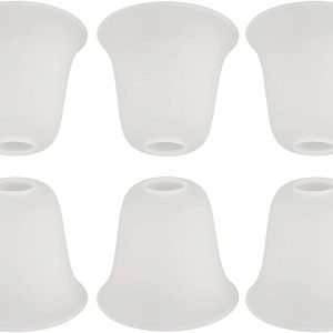 Giluta 6 Pack Bell Shaped Glass Shade Replacement Frosted Light Fixture Shades for ceiling fan light wall light,Lipless with 1-5/8-inch Fitter Opening