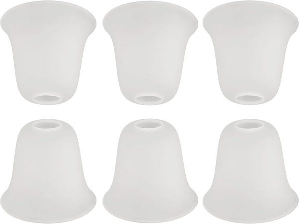 Giluta 6 Pack Bell Shaped Glass Shade Replacement Frosted Light Fixture Shades for ceiling fan light wall light,Lipless with 1-5/8-inch Fitter Opening