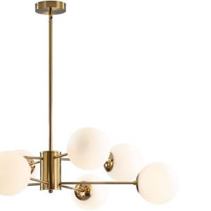 KCO Lighting 8-Light Sputnik Chandelier Frosted Glass Globe Wall Sconce Long Arm for Living Room, Stairs, Bathroom Mirror