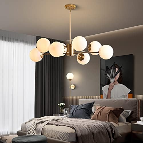 KCO Lighting 8-Light Sputnik Chandelier Frosted Glass Globe Wall Sconce Long Arm for Living Room, Stairs, Bathroom Mirror - Image 4