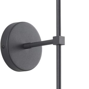 KCO Mid Century Modern Matte Black Smoke Gray Glass Globe Wall Sconce