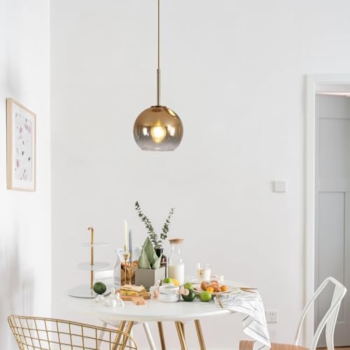 KCO 7.9” Small Mid Century Modern Gradient Gold Glass Globe Pendant Light - Image 7